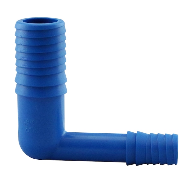 3/4 In. Polypropylene 90 Degree Blue Twister Insert X 3/8 In. Funny Pipe Insert Reducing Elbow